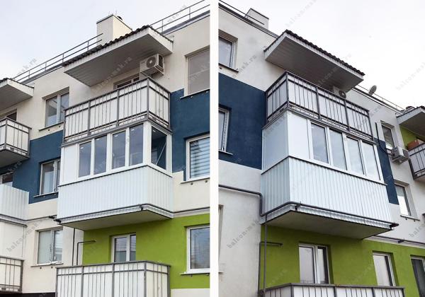 Остекление балкона размерами 3,10х0,8 м с внешней отделкой