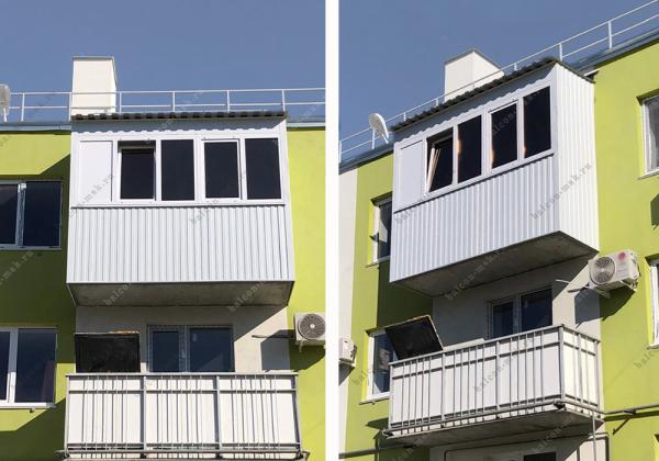 Ремонт балкона с остеклением, обшивкой профнастилом