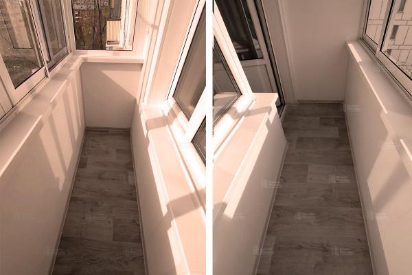 Балкон с раздвижным остеклением и отделкой Евростандарт