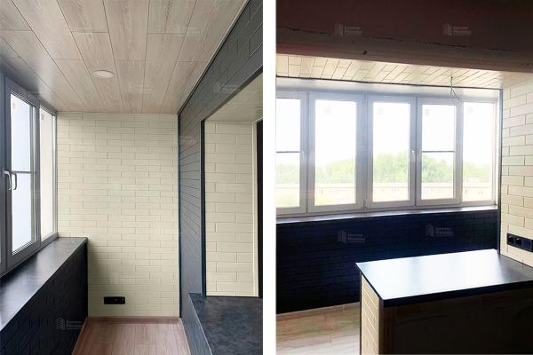 Евроостекление балкона под ключ с присоединением к комнате