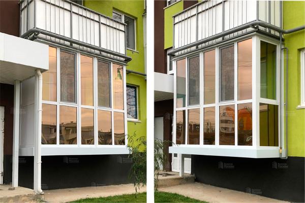 Французское остекление балкона с энергосберегающими стеклопакетами и тонировкой