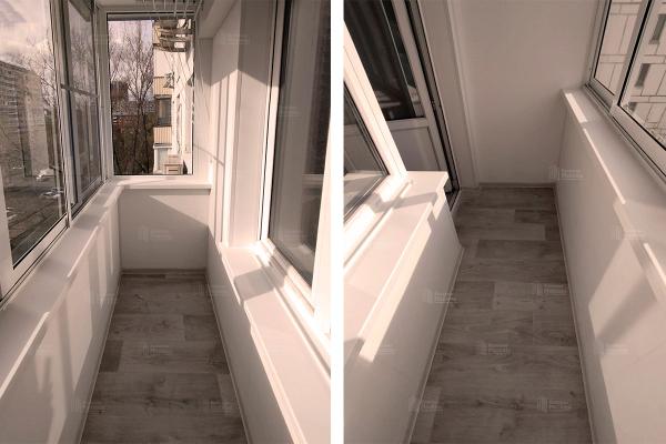Холодное остекление балкона с отделкой ПВХ панелями