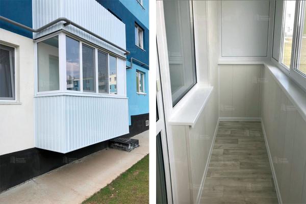 Остекление балкона на первом этаже, МФ стеклопакеты и комплексная отделка