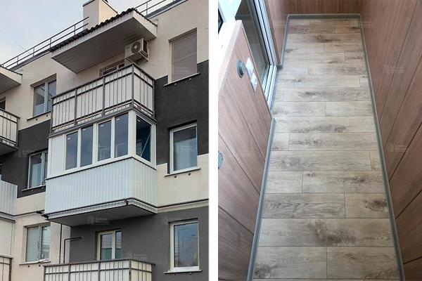 Остекление балкона размерами 3,10х0,8 м с внешней отделкой