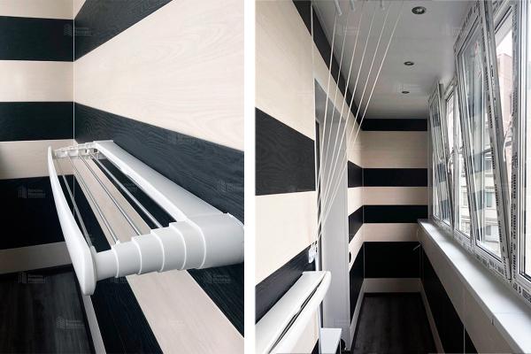 Остекление лоджии 6 м с обшивкой ПВХ панелями и ламинатом