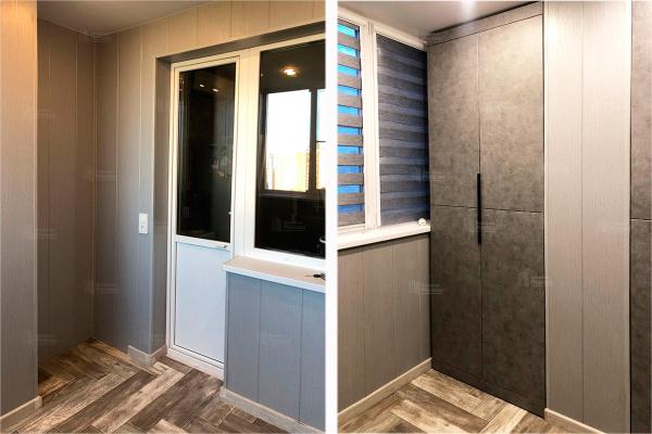 Отделка лоджии «под ключ» со встроенными шкафами: цена с материалами