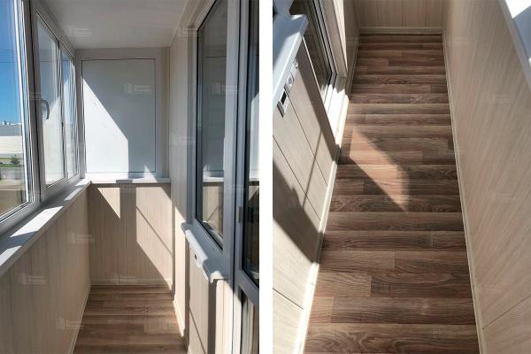 Ремонт балкона в Хрущевке с отделкой ПВХ-панелями и теплым полом