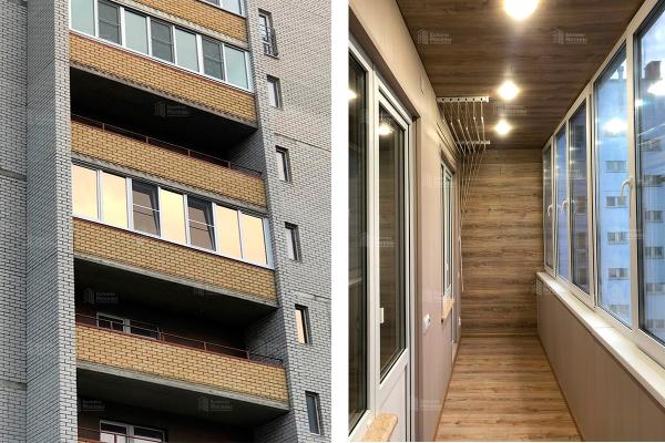 Ремонт лоджии 8 м2 с остеклением, теплым полом, отделкой ламинатом и ПВХ панелями под ключ