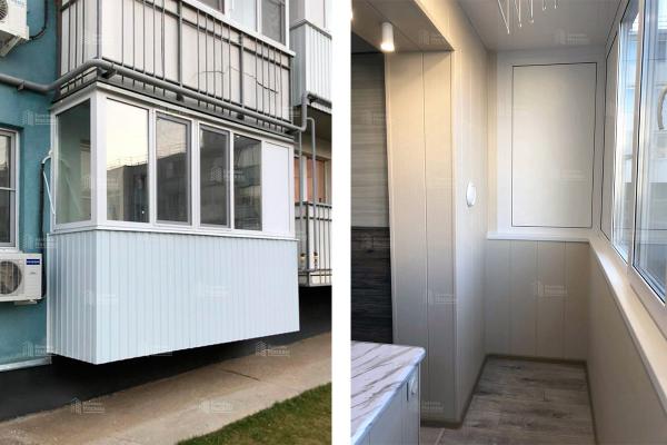 Утепление балкона с объединением: отделка, теплый пол, свет, откосы в тон