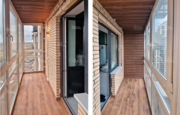 Французский балкон с отделкой МДФ и ламинатом