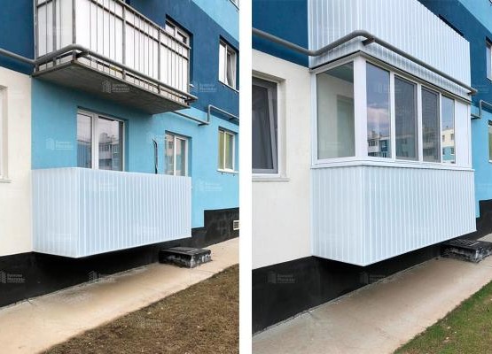 Остекление балкона на первом этаже, МФ стеклопакеты и комплексная отделка