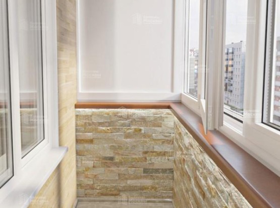 Балкон под ключ с отделкой декоративной плиткой