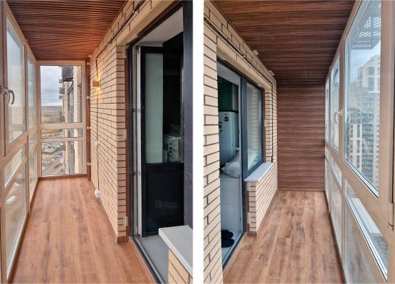 Балкон с остеклением и отделкой рифлеными МДФ панелями под ключ