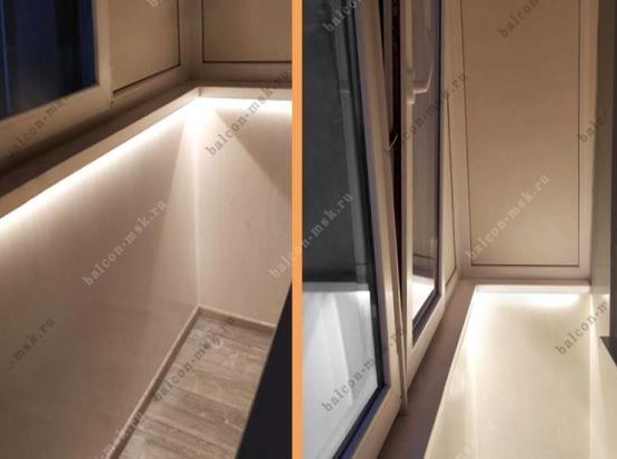 Ремонт балкона с подсветкой