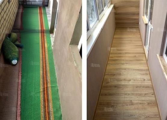 Кейс: Лоджия 8 кв.м под ключ: остекление, теплые полы + отделка ламинатом и ПВХ панелями 