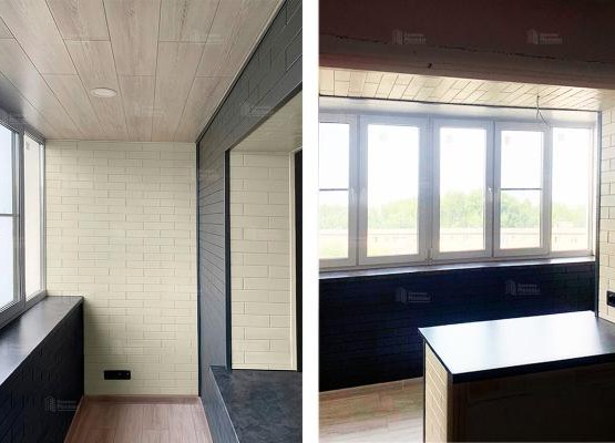 Евроостекление балкона под ключ с присоединением к комнате