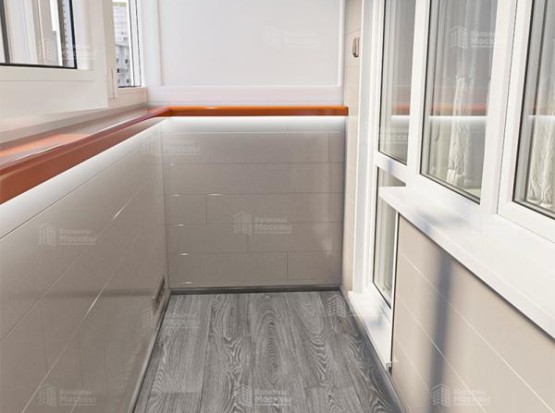 Отделка балкона ламинированными ПВХ панелями и ламинатом