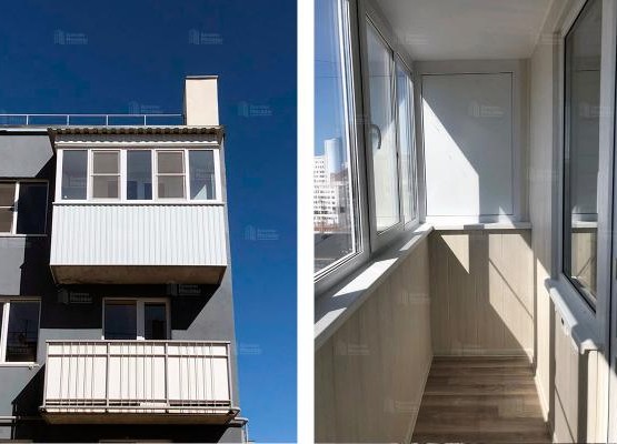 Кейс балкона под ключ: профиль KBE, стеклопакеты Clima Guard, теплый пол с отделкой