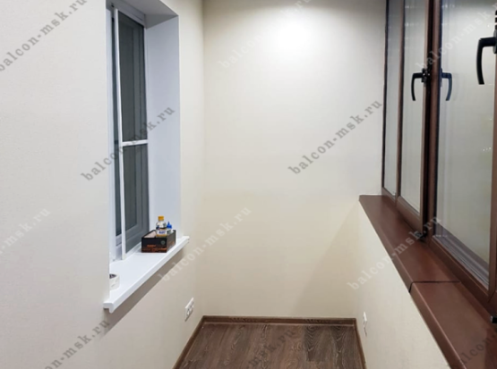 Остекление балкона с ламинацией и обшивкой ГКЛ под покраску