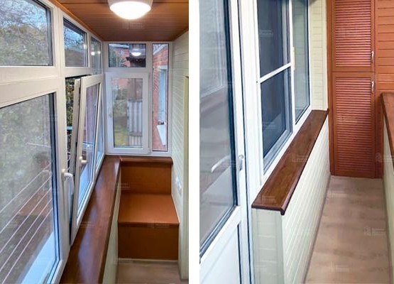 Остекление балконов и лоджий в Москве под ключ — пример с утеплением и отделкой липой 