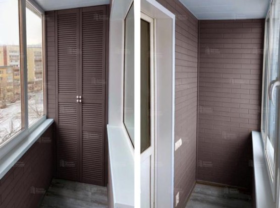 Остекление балкона с отделкой стеновым паркетом