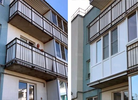 Ремонт балкона с остеклением и штукатуркой короед