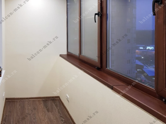 Остекление балкона с ламинацией и обшивкой ГКЛ под покраску