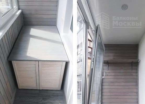 Ремонт стен балкона деревянной вагонкой +встроенный шкаф