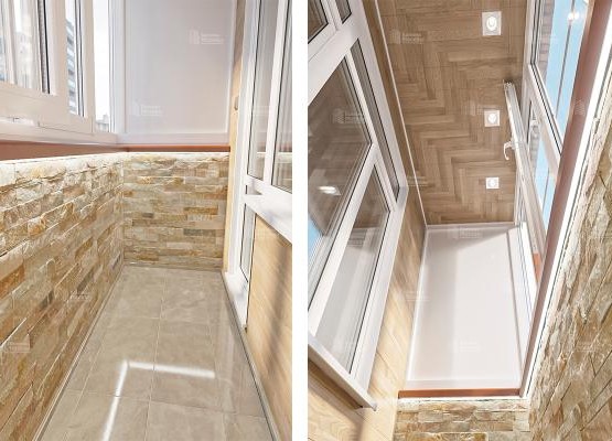 Балкон под ключ с отделкой декоративной плиткой