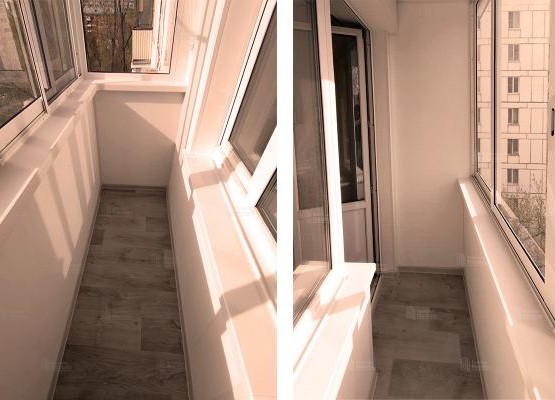 Балкон с раздвижным остеклением и отделкой Евростандарт