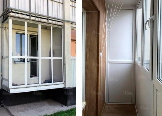 Ремонт балкона: кейс французского остекления с глухим цоколем из сэндвич-панелей