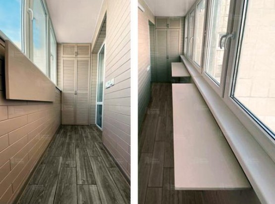 Остекление лоджии. Цена с отделкой натуральным деревом