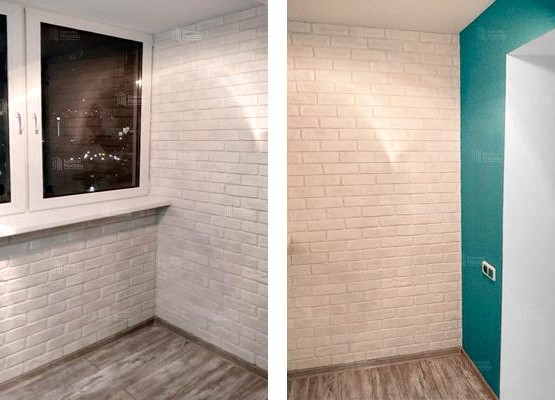 Утепление лоджии с отделкой декоративными кирпичиками