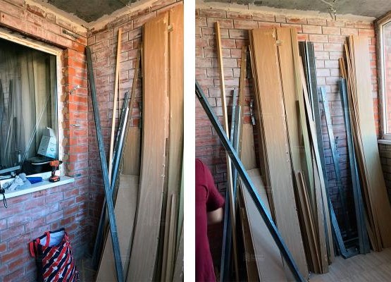 Отделка лоджии под ключ со встроенными шкафами