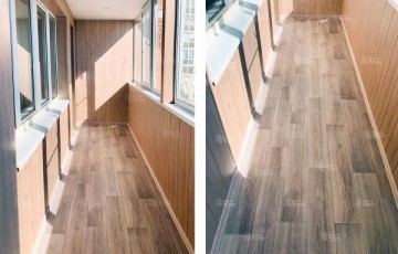 Отделка лоджии 7.6 м2 с остеклением Exprof, поднятием пола и отделкой ПВХ панелями