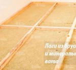 Утепление минватой с монтажом лаг из бруса