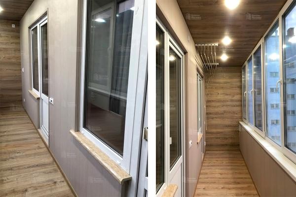 Кейс: Лоджия 8 кв.м под ключ: остекление, теплые полы + отделка ламинатом и ПВХ панелями Кейс: Лоджия 8 кв.м под ключ: остекление, теплые полы + отделка ламинатом и ПВХ панелями