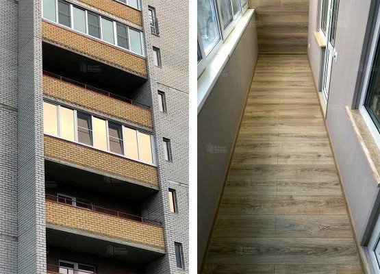 Ремонт лоджии 8 м2 с остеклением, теплым полом, отделкой ламинатом и ПВХ панелями под ключ