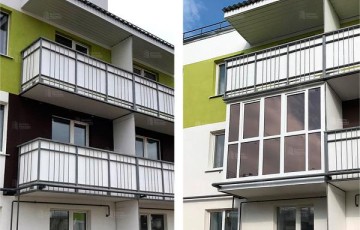 Остекление с тонировкой: Французский балкон с видом на город