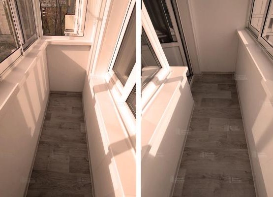 Балкон с раздвижным остеклением и отделкой Евростандарт