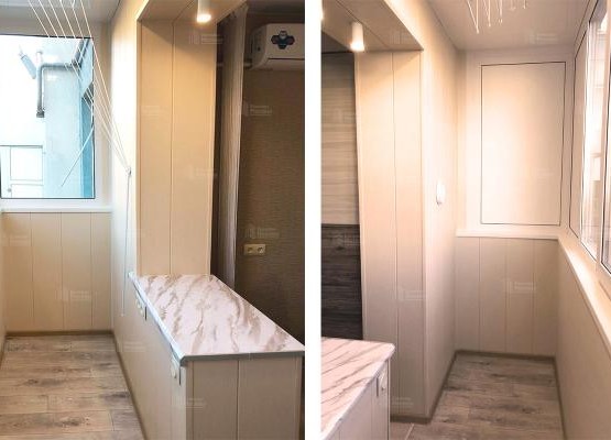 Утепление балкона с объединением: отделка, теплый пол, свет, откосы в тон