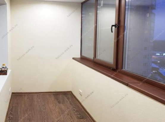 Остекление балкона с ламинацией и обшивкой ГКЛ под покраску