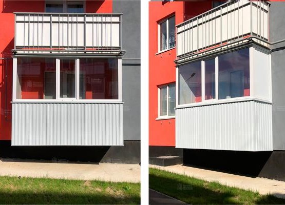 Недорогой ремонт балкона 3200х800 с остеклением и отделкой парапета профлистом