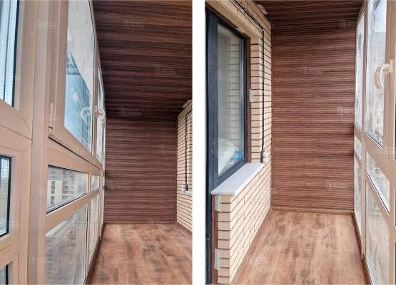 Балкон с остеклением и отделкой рифлеными МДФ панелями под ключ