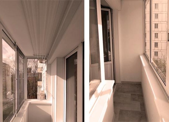 Балкон с раздвижным остеклением и отделкой Евростандарт