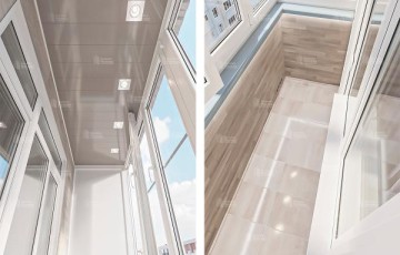 Остекление балкона с отделкой ПВХ, ламинатом и керамической плиткой 