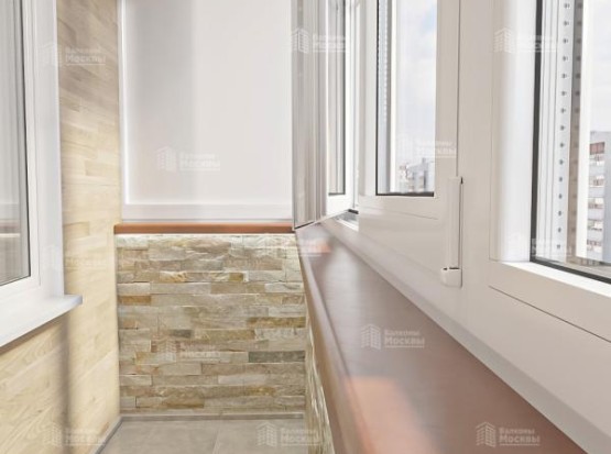 Балкон под ключ с отделкой декоративной плиткой