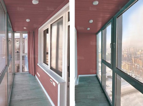 Отделка лоджии. Вагонка и ламинат