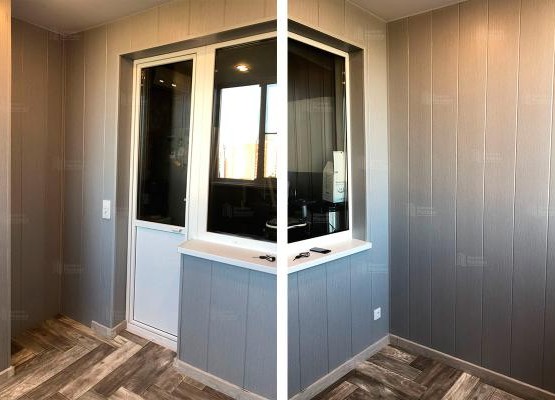 Отделка лоджии под ключ со встроенными шкафами