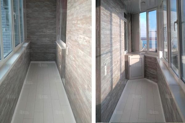 Отделка балкона 4.0х1.2 м ламинатом под ключ